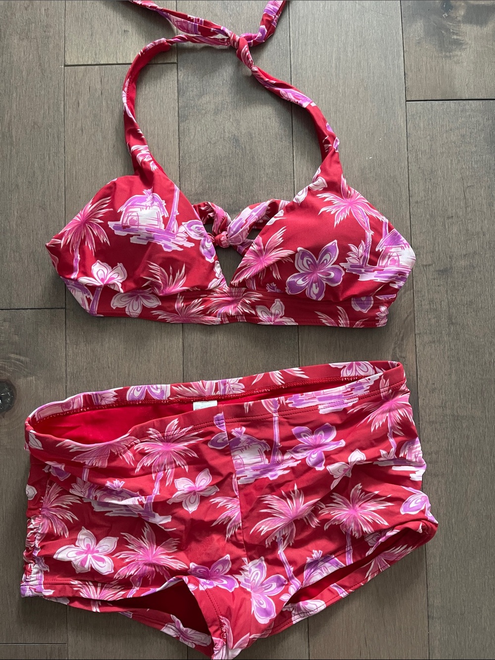Red and pink swimsuit